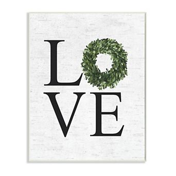 Stupell Home Decor Love Text with Country Wreath Typography Design Wall Art
