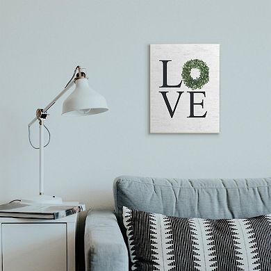 Stupell Home Decor Love Text with Country Wreath Typography Design Wall Art