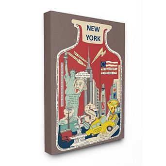 Stupell Home Decor Vintage City Jar New York City Interesting Fun Facts Wall Art