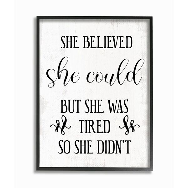 Stupell Home Decor She Believed She Could Black Framed Wall Art