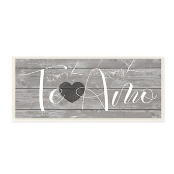 Stupell Home Decor Te Amo Romantic Grey Sign Plaque Wall Art