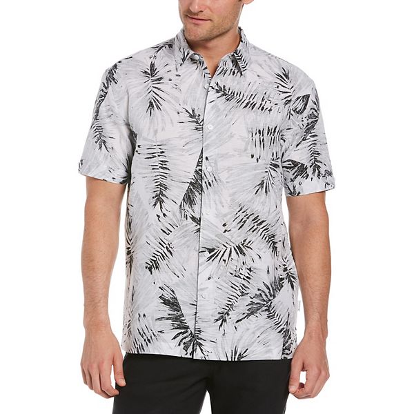 Men's Cubavera Regular-Fit Palm Print Linen-Blend Button-Down Shirt