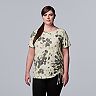 Plus Size Simply Vera Vera Wang Ruched-Side Short-Sleeve Tee