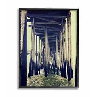 Stupell Home Decor Wind Waves under Distressed Pier Framed Wall Art