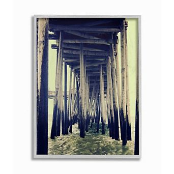 Stupell Home Decor Wind Waves under Distressed Pier Framed Wall Art