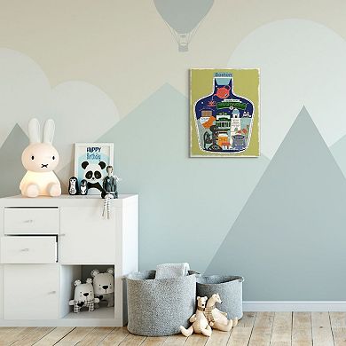 Stupell Home Decor City Jar Boston Fun Facts Canvas Wall Art