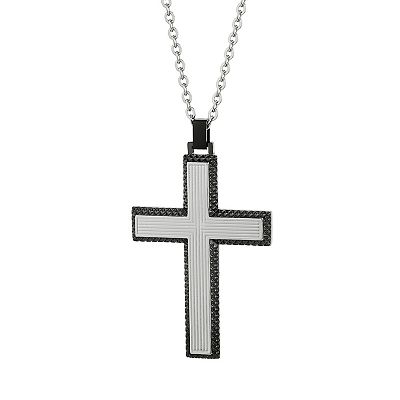 Mens gunmetal cross necklace deals