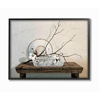 Stupell Home Decor Winter Farm Table with Cotton Floral Framed Wall Art