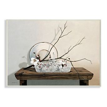 Stupell Home Decor Winter Farm Table with Cotton Floral Plaque Wall Art
