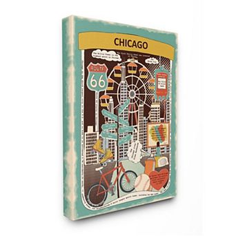 Stupell Home Decor City Jar Chicago Fun Facts Canvas Wall Art
