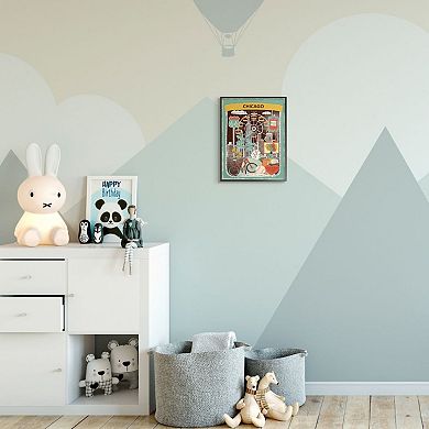 Stupell Home Decor City Jar Chicago Fun Facts Framed Wall Art