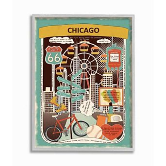 Stupell Home Decor City Jar Chicago Fun Facts Framed Wall Art