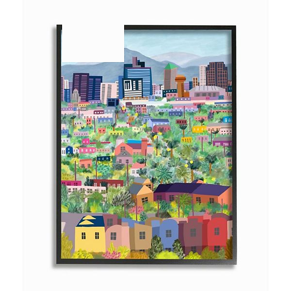 Stupell Home Decor Phoenix Arizona City Framed Wall Art