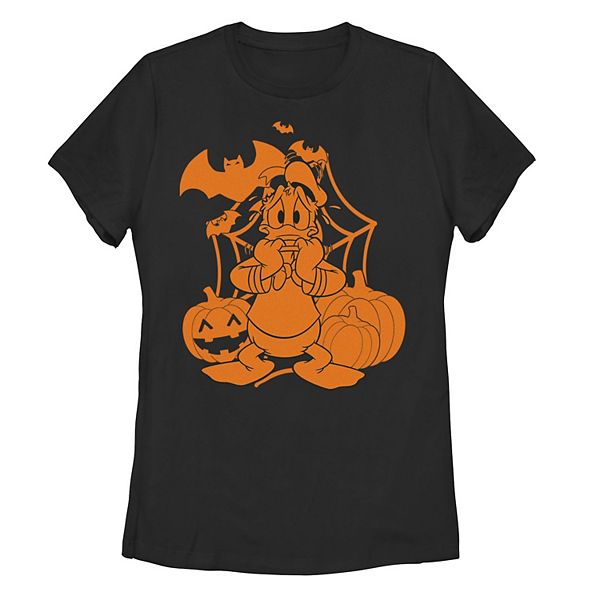 Disney s Mickey Mouse Friends Juniors Halloween Donald Duck Pumpkins Graphic Tee