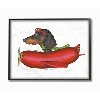 Stupell Home Decor Dachshund Flying in Weenie Mobile Framed Wall Art