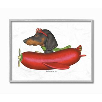 Stupell Home Decor Dachshund Flying in Weenie Mobile Framed Wall Art
