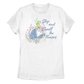 Disney's Alice in Wonderland Juniors' Stop & Smell Flowers Graphic Tee
