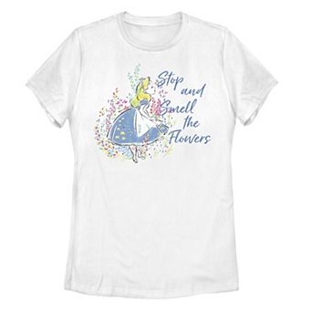 Disney's Alice in Wonderland Juniors' Stop & Smell Flowers Graphic Tee
