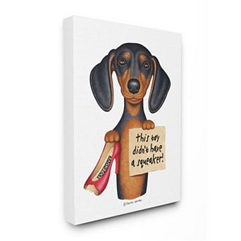 Stupell Home Decor Funny Dachshund Chewed Shoe Joke Canvas Wall Art