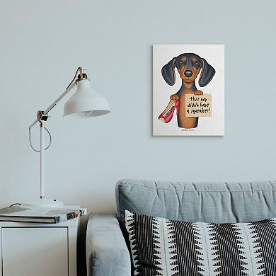 Stupell Home Decor Funny Dachshund Chewed Shoe Joke Canvas Wall Art