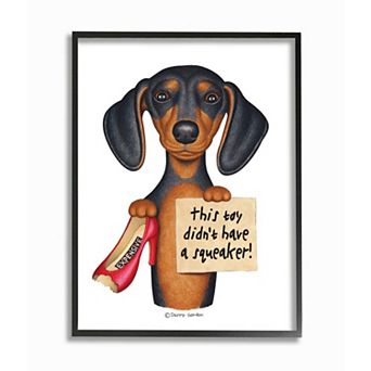 Stupell Home Decor Funny Dachshund Chewed Shoe Joke Framed Wall Art