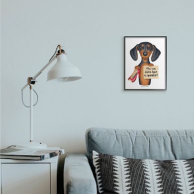 Stupell Home Decor Funny Dachshund Chewed Shoe Joke Framed Wall Art