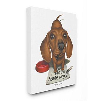 Stupell Home Decor Hungry Dog 'Can I Have Some More' Canvas Wall Art