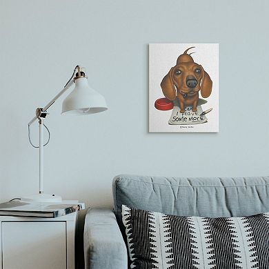 Stupell Home Decor Hungry Dog 'Can I Have Some More' Canvas Wall Art