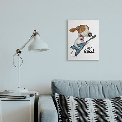 Stupell Home Decor Beagle with Guitar 'Dog's Rock' Canvas Wall Art