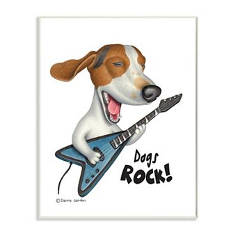 Stupell Home Decor Beagle with Guitar 'Dog's Rock' Plaque Wall Art