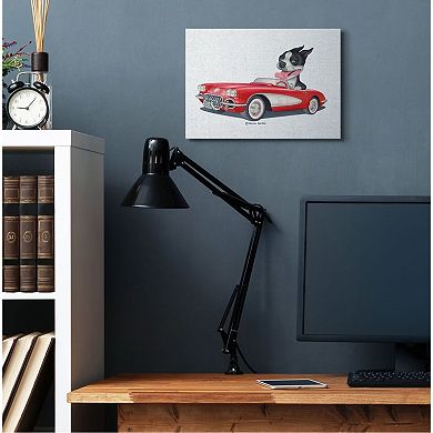 Stupell Home Decor Dog Driving Red Convertible Canvas Wall Art