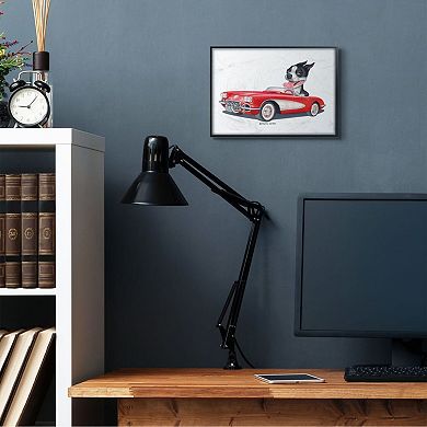 Stupell Home Decor Dog Driving Red Convertible Framed Wall Art