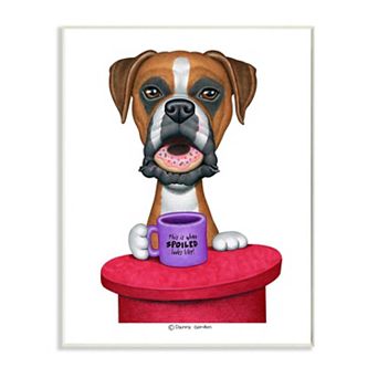 Stupell Home Decor Spoiled Boxer Dog Mug & Donut Plaque Wall Art