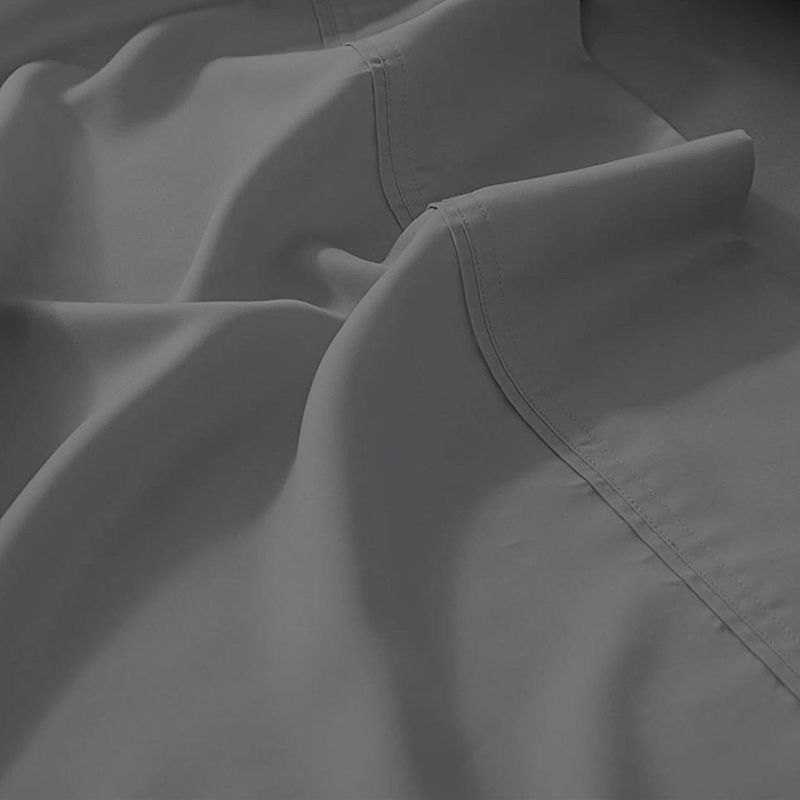 queen 400 thread count ultimate percale cotton solid sheet set dark gray - purity home