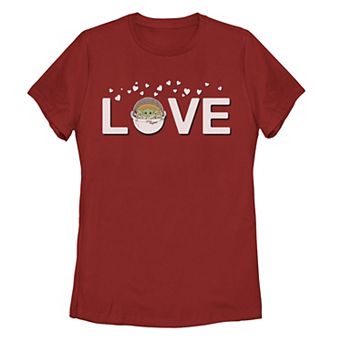 Juniors' Star Wars The Mandalorian The Child Love Valentine's Day Tee