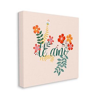 Stupell Home Decor Te Amo Floral Canvas Wall Art