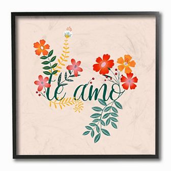Stupell Home Decor Te Amo Floral Framed Wall Art