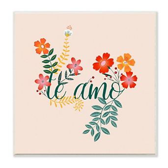 Stupell Home Decor Te Amo Floral Plaque Wall Art