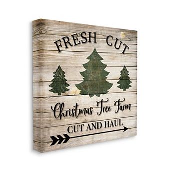 Stupell Home Decor Fresh Cut Tree Christmas Sign Canvas Wall Art