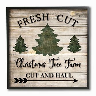 Stupell Home Decor Fresh Cut Tree Christmas Sign Framed Wall Art