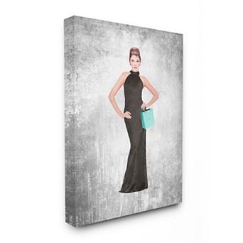 Stupell Home Decor Glam Blue Shopping Bag Famous Female Fashion Icon Frameless Wall Art