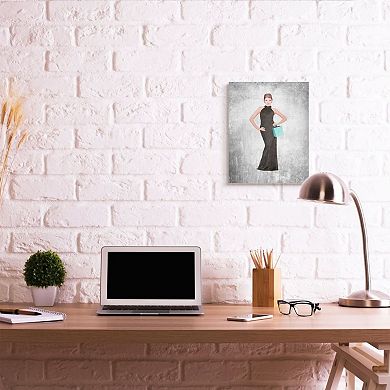 Stupell Home Decor Glam Blue Shopping Bag Famous Female Fashion Icon Frameless Wall Art