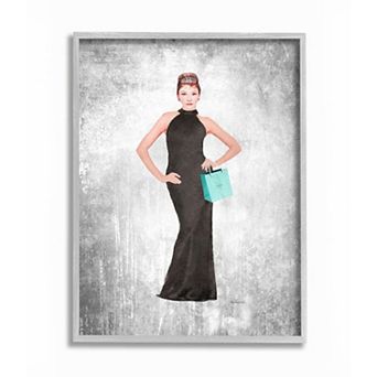 Stupell Home Decor Glam Blue Shopping Bag Famous Female Fashion Icon Wall Art