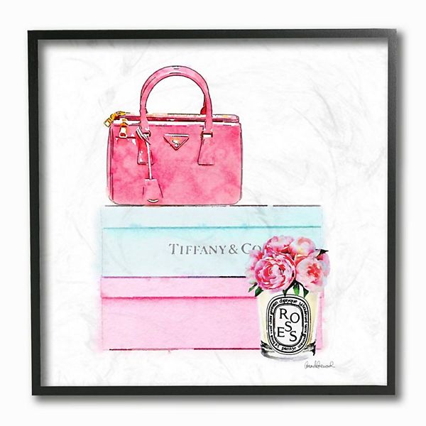 Stupell Home Decor Blue Fashion Box and Roses Soft Glam Pastels Wall Art
