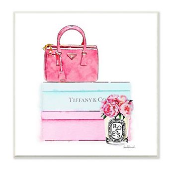 Stupell Home Decor Blue Fashion Box and Roses Soft Glam Pastels Plaque Wall Art