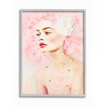 Stupell Home Decor High Fashion Female Portrait Glamour Pink Hair Wall Art