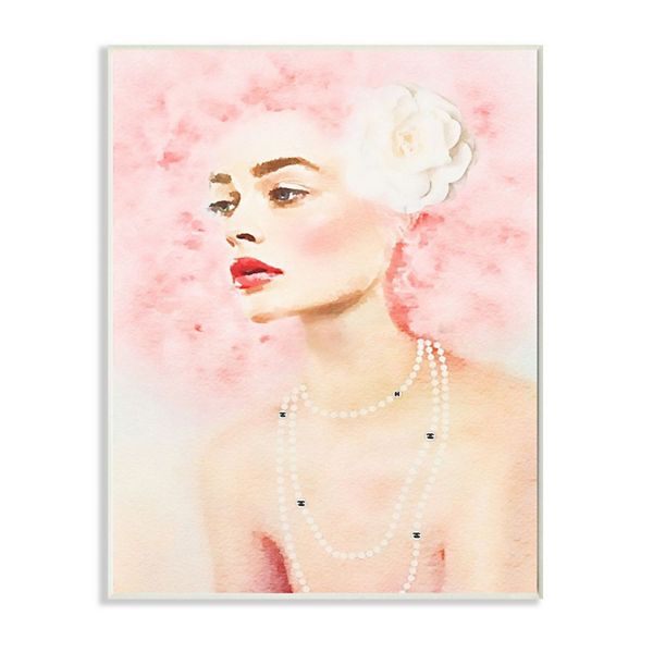 Stupell Home Decor High Fashion Female Portrait Glamour Pink Hair Wall Art