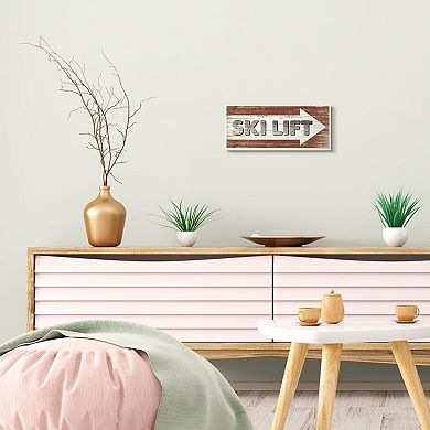 Stupell Home Decor Rustic Distressed Ski Lift Directional Sign Wall Art