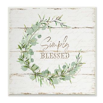 Stupell Home Decor Simply Blessed Phrase with Distressed Styling and Wreath Wall Art