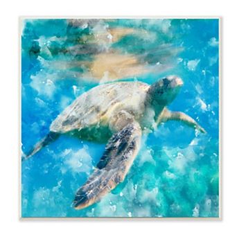 Stupell Home Decor Swimming Sea Turtle Plaque Wall Art